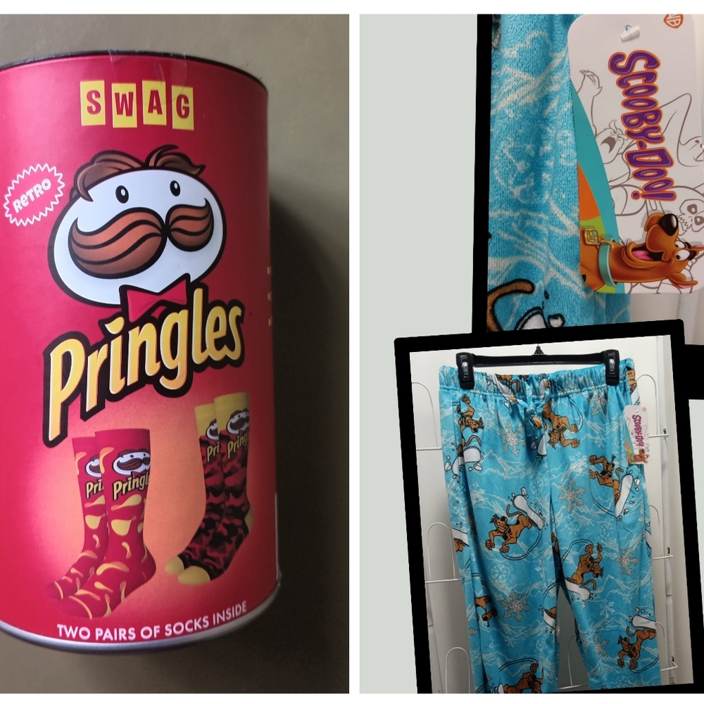 Men's  Scooby Doo Pajamas Pants and Pringles Fun Socks